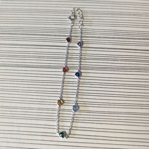 Heart rainbow 925 Sterling silver bracelet NWOT